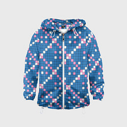 Детская ветровка Синяя розовая с белым плитка