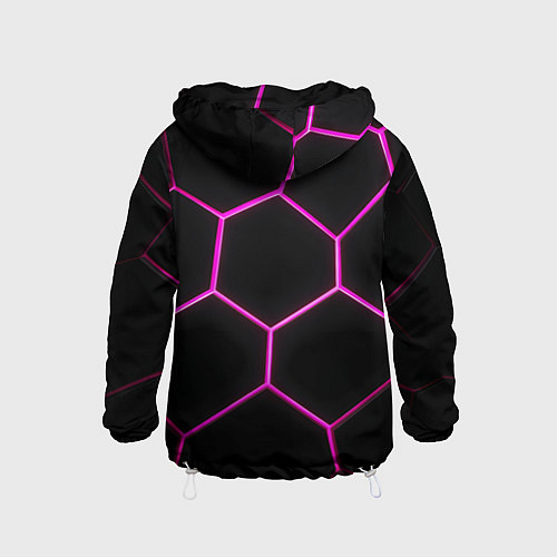 Детская ветровка Черные соты с фиолетовым неоном / 3D-Белый – фото 2