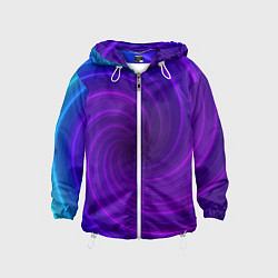 Ветровка с капюшоном детская Фиолетовая спираль, цвет: 3D-белый