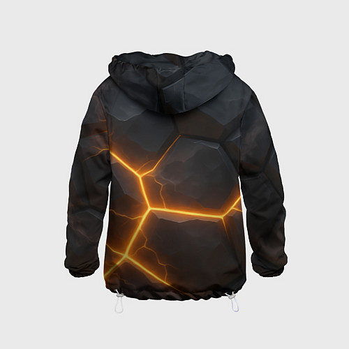 Детская ветровка Черные плиты с оранжевой молнией / 3D-Белый – фото 2