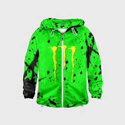 Ветровка с капюшоном детская Monster energy кислотные брызги, цвет: 3D-белый