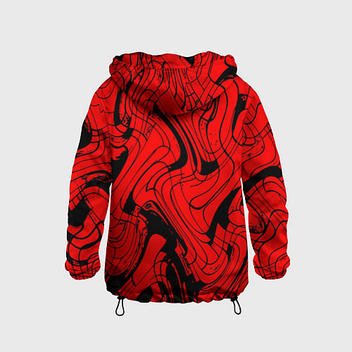 Детская ветровка Чёрно-красный абстрактный линии / 3D-Черный – фото 2