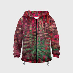 Ветровка с капюшоном детская Текстурный тёмный красно-зелёный, цвет: 3D-черный