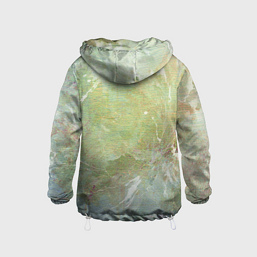 Детская ветровка Абстракция - white waves on green background / 3D-Белый – фото 2