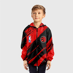 Ветровка с капюшоном детская Торонто Рэпторс - красные потертости, цвет: 3D-черный — фото 2