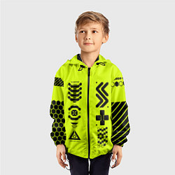 Ветровка с капюшоном детская Кибер текстура - ядовитая, цвет: 3D-черный — фото 2