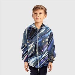 Ветровка с капюшоном детская Серебро жидкий металл, цвет: 3D-белый — фото 2