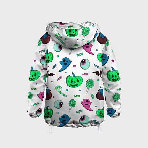 Детская ветровка Halloween light green pumpkin - паттерн / 3D-Белый – фото 2