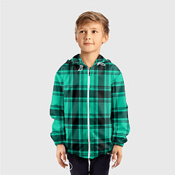 Ветровка с капюшоном детская Checkered turquoise, цвет: 3D-белый — фото 2