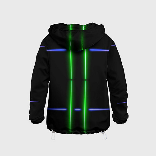 Детская ветровка Neon black light blue green line / 3D-Белый – фото 2