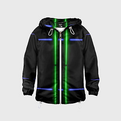 Детская ветровка Neon black light blue green line