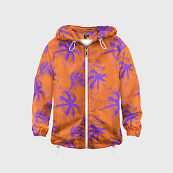 Ветровка с капюшоном детская Palm orange, цвет: 3D-белый
