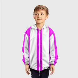 Ветровка с капюшоном детская Color white pink lines, цвет: 3D-белый — фото 2