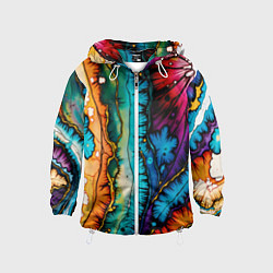 Ветровка с капюшоном детская Разноцветный узор, цвет: 3D-белый