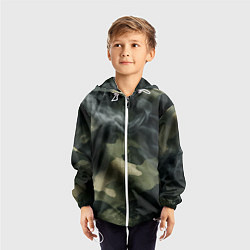 Ветровка с капюшоном детская Камуфляжная ткань с дымом, цвет: 3D-белый — фото 2