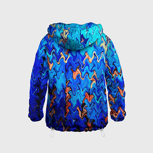 Детская ветровка Сине-голубой стекающая абстракция / 3D-Белый – фото 2