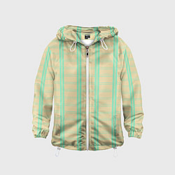 Ветровка с капюшоном детская Color beige cage blue stripes, цвет: 3D-белый