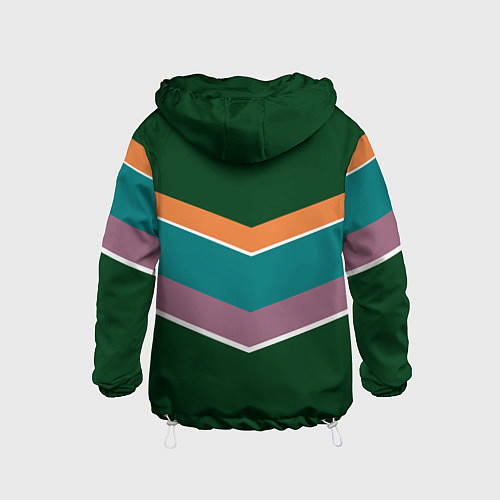 Детская ветровка Тёмный зелёный с полосами / 3D-Белый – фото 2