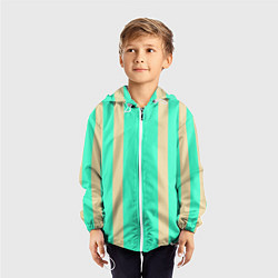 Ветровка с капюшоном детская Color blue beige stripes, цвет: 3D-белый — фото 2