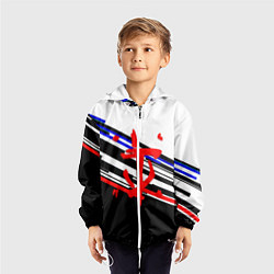 Ветровка с капюшоном детская Doom line color, цвет: 3D-белый — фото 2