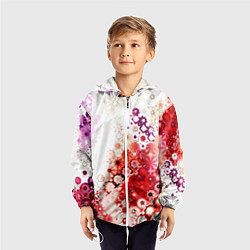 Ветровка с капюшоном детская Красный узор на белом, цвет: 3D-белый — фото 2