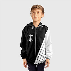 Ветровка с капюшоном детская Doom white geometry, цвет: 3D-белый — фото 2