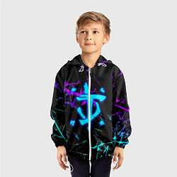 Ветровка с капюшоном детская Doom неоновые штрихи, цвет: 3D-белый — фото 2