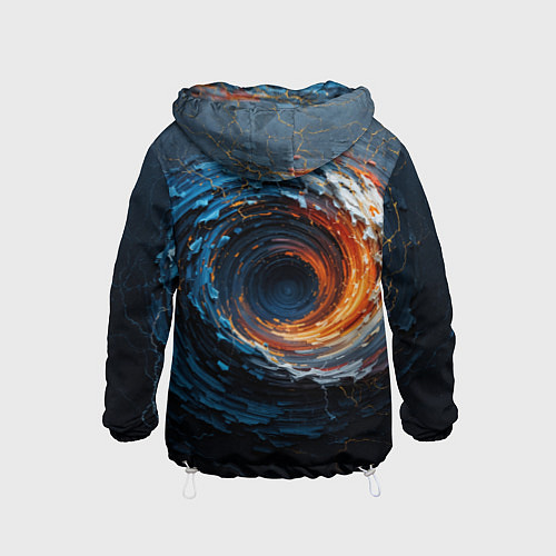 Детская ветровка Краска синяя и оранжевая в форме вихря / 3D-Белый – фото 2