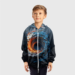 Ветровка с капюшоном детская Краска синяя и оранжевая в форме вихря, цвет: 3D-белый — фото 2