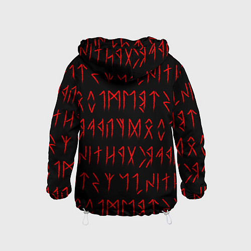 Детская ветровка Красные символы древних рун крупные - паттерн / 3D-Белый – фото 2