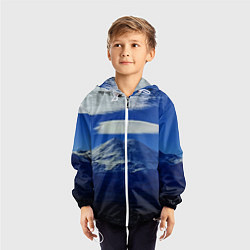 Ветровка с капюшоном детская Эльбрус с облаками, цвет: 3D-белый — фото 2