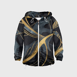 Ветровка с капюшоном детская Мраморный узор с золотыми полосками, цвет: 3D-белый