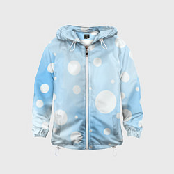 Ветровка с капюшоном детская Белые круги на голубом фоне, AI, цвет: 3D-белый