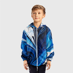 Ветровка с капюшоном детская Бело синяя абстракция, цвет: 3D-белый — фото 2