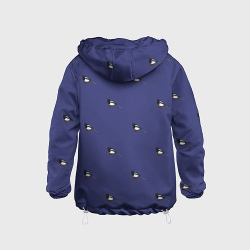 Детская ветровка Сорока на фиолетовом - паттерн / 3D-Белый – фото 2