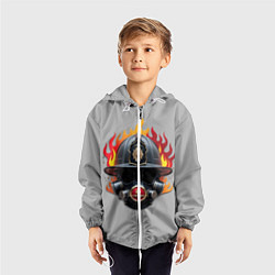 Ветровка с капюшоном детская Пожарник, цвет: 3D-белый — фото 2