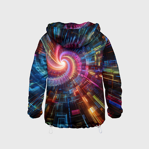 Детская ветровка Fractal neon spiral - ai art fantasy / 3D-Белый – фото 2