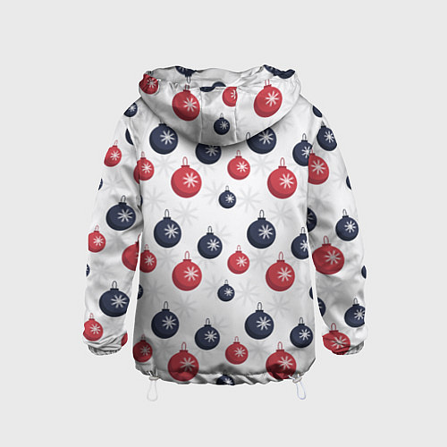 Детская ветровка Синие и красные новогодние шары со снежинками / 3D-Белый – фото 2