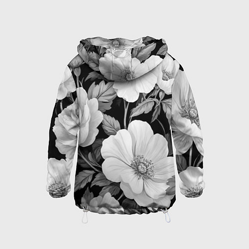 Детская ветровка Чёрно-серый цветочный паттерн / 3D-Белый – фото 2