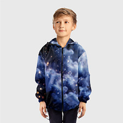 Ветровка с капюшоном детская Волшебная дымка тёмно-синий с искрами, цвет: 3D-черный — фото 2