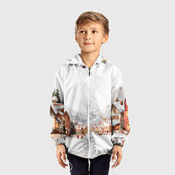 Ветровка с капюшоном детская Новогодняя улица, цвет: 3D-белый — фото 2