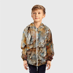 Ветровка с капюшоном детская Старая штукатурка на стене - абстракция, цвет: 3D-белый — фото 2