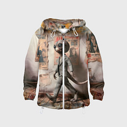 Ветровка с капюшоном детская Пришелец в костюме в полосочку, цвет: 3D-белый