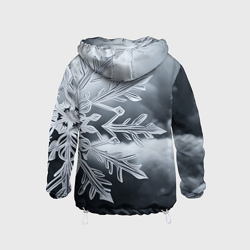 Детская ветровка Снежинка на черно белое / 3D-Белый – фото 2