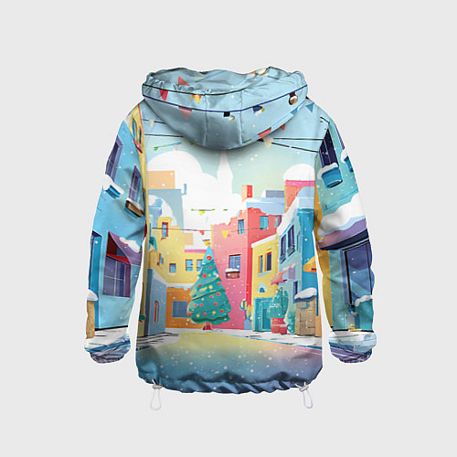 Детская ветровка Разноцветный новогодний дворик / 3D-Белый – фото 2
