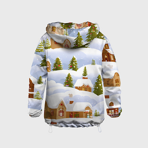 Детская ветровка Новогодние домики и елочки / 3D-Белый – фото 2