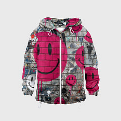 Детская ветровка Розовые смайлы граффити