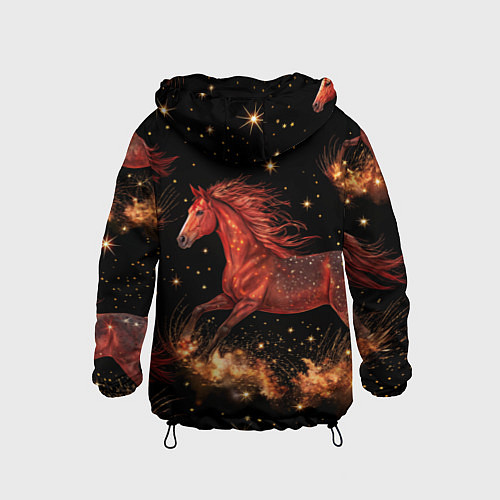 Детская ветровка Огненные лошади - паттерн / 3D-Черный – фото 2