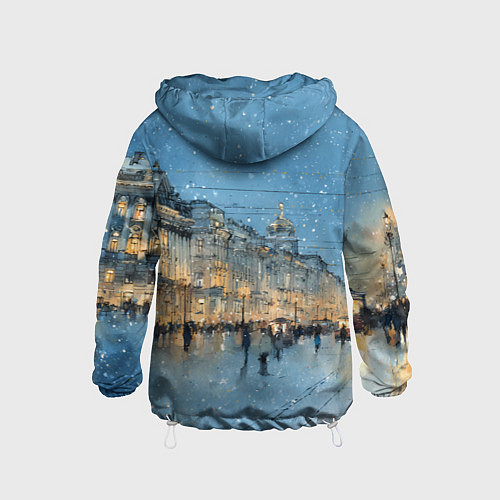 Детская ветровка Снежный вечер Санкт-Петербурга / 3D-Белый – фото 2