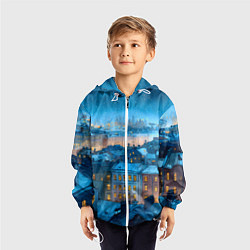 Ветровка с капюшоном детская Крыши зимнего Питера, цвет: 3D-белый — фото 2